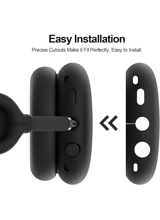 erorex - In 1 Silicone Case For Airpods Max Headphones Anti Scratch Ear Pad Case Cover Ear Cups Cover Headband Cover For Airpods Max Black - Image 1