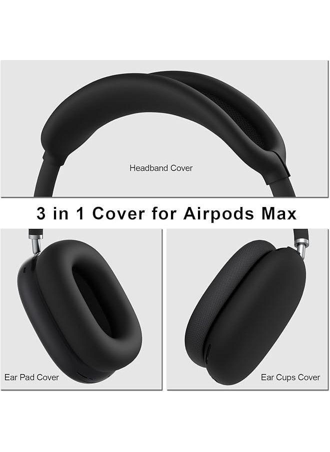 erorex - In 1 Silicone Case For Airpods Max Headphones Anti Scratch Ear Pad Case Cover Ear Cups Cover Headband Cover For Airpods Max Black - Image 1