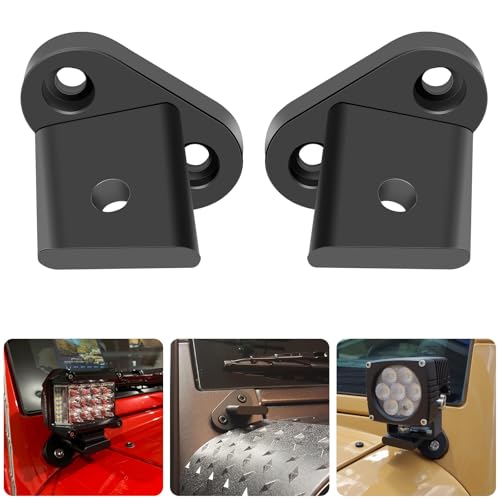 ADTOPI A-Pillar Light Mount Windshield LED Pod Brackets Aluminum Alloy A-Pillar Hood Mount Ditch Light Mounting Brackets Compatible with Jeep Wrangler JK JKU 2007-2018 - Image 1