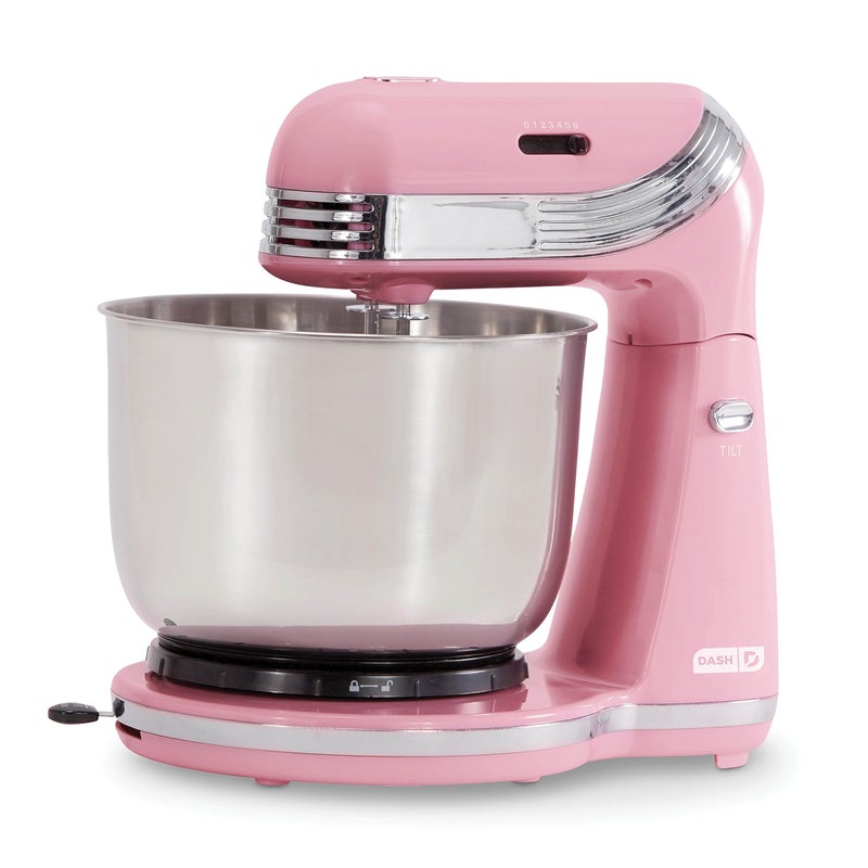 Dash Stand Mixer (Electric Mixer for Everyday Use): 6 Speed Stand Mixer with 3 Quart Stainless Steel Mixing Bowl, Dough Hooks & Mixer Beaters for Dressings, Frosting, Meringues & More - Pink - Image 1