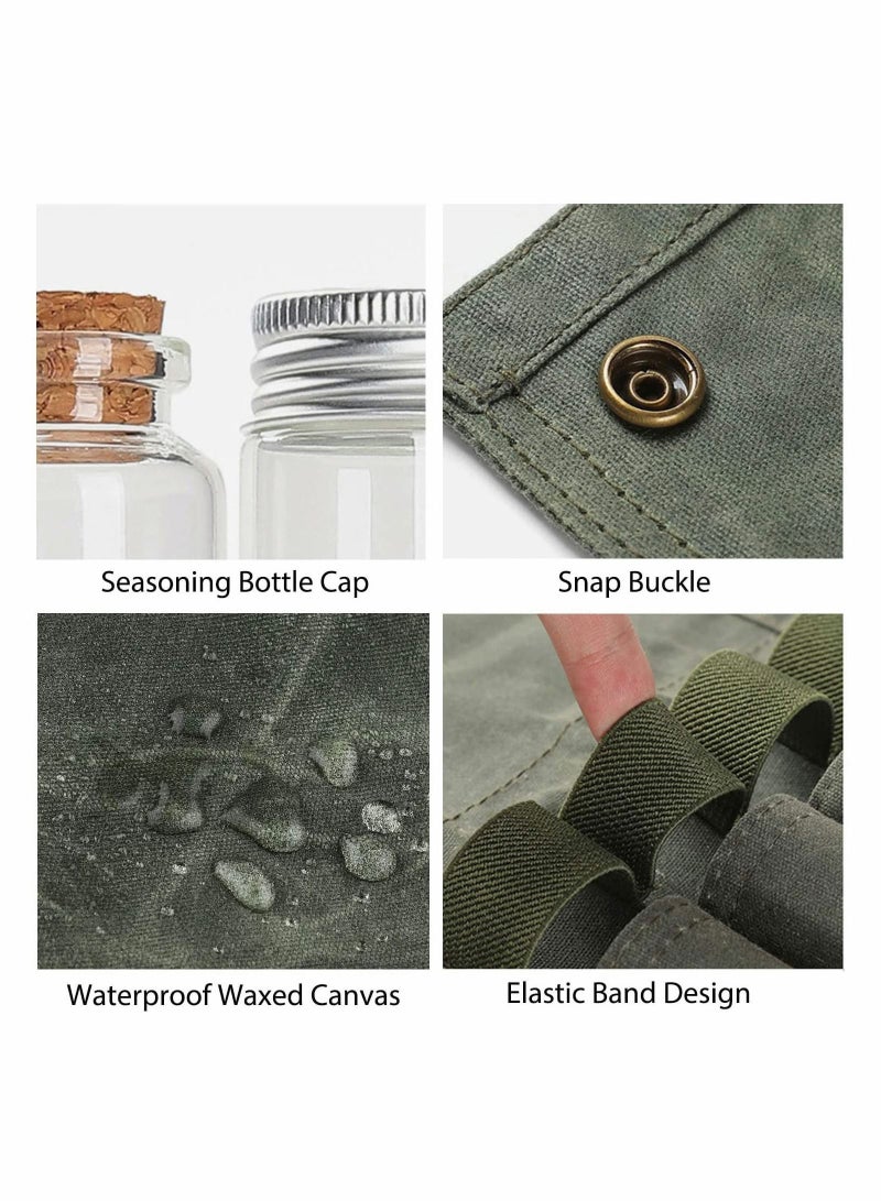 Y&D Portable Spice Shaker Seasoning Dispenser with 9 Jars Canvas Storage Bag Organizer Bottle Holder for Outdoor Camping BBQ Picnic - Image 5