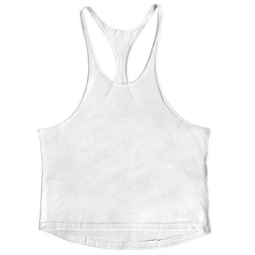 ZUEVI Men's Muscular Cut Bodybuilding Gym Vest Y-Back Tank Top Workout Stringer T-Shirt (White-XL) - Image 2