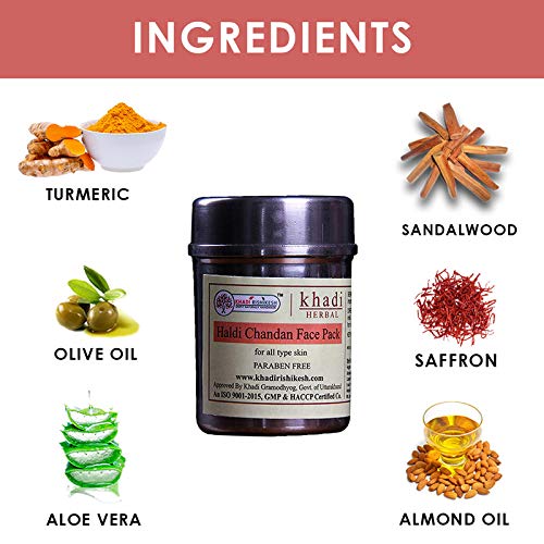 KHADI RISHIKESH Haldi Chandan Face Pack for Skin Brightening, Tan Removal and Glow With Turmeric & Sandalwood With Face Pack, Gentle and Natural For All Skin 50 Gm. - Image 3