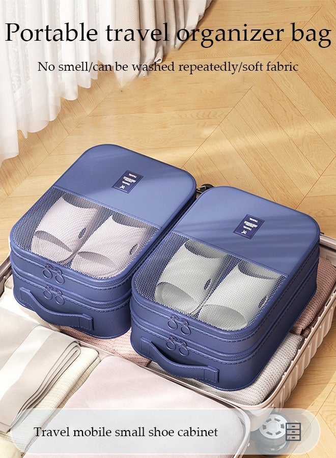 DUNISO Travel Shoe Bag, Portable Travel Shoe Bag, Daily Storage Bag With Handle, 22*30*15 cm Dark Blue  - Image 3