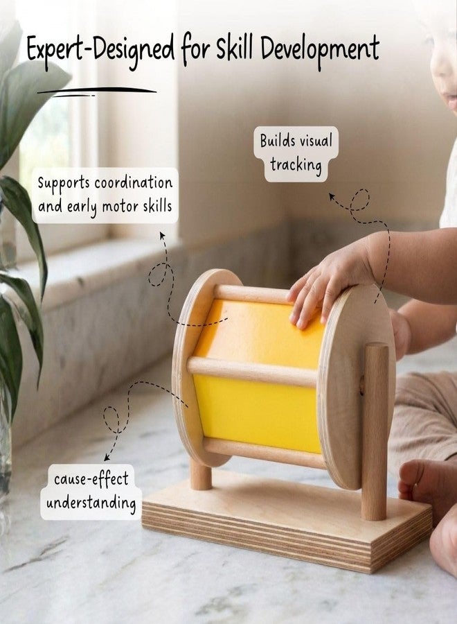LiLLBUD Baby Rolling Drum Toy for Infants (0-18 Months) - Rainbow Spinning Rattle | Encourages Crawling, Tummy Time & Visual Tracking | Montessori Baby Toy Gift - Image 3