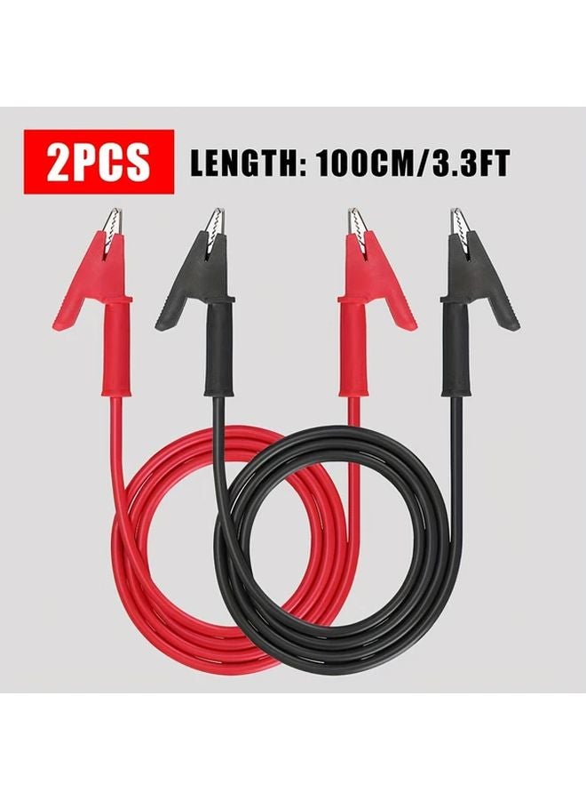 2pcs 3 3ft Dual Ended Alligator Clips Test Leads Red Black Flexible Test Cables 15A - Image 1