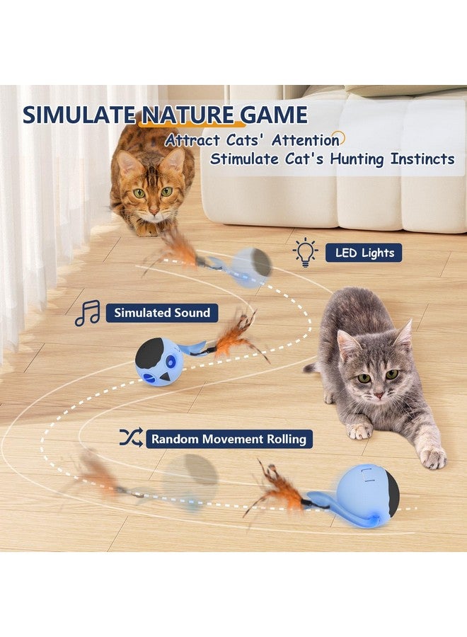 ORSDA Cat Toys, Interactive Cat Toy for Indoor Cats, Automatic Moving Ball Bird for Indoor Adult Cats Kitten Toys All Breeds, Fast Rolling Motion Activated Chirping Stimulating Light, 2 Feather Refill - Image 3