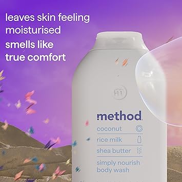Method غسول الجسم ميثود ببساطة مغذي جل الاستحمام حليب جوز الهند والأرز وزبدة الشيا عبوة من 3 3 × 532 مل - Image 3