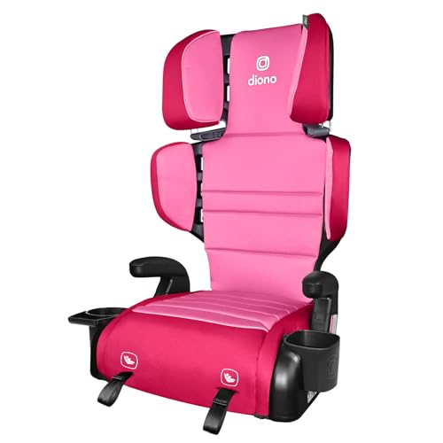 Diono Connect3 RXT 2-in-1 High Back Booster, Slim Fit 3-Across in Many Mid-Sized Sedans and SUVs, for Children from 40-120 lbs., Lightweight with Latch, Pink Cotton Candy - Image 1