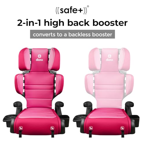 Diono Connect3 RXT 2-in-1 High Back Booster, Slim Fit 3-Across in Many Mid-Sized Sedans and SUVs, for Children from 40-120 lbs., Lightweight with Latch, Pink Cotton Candy - Image 3