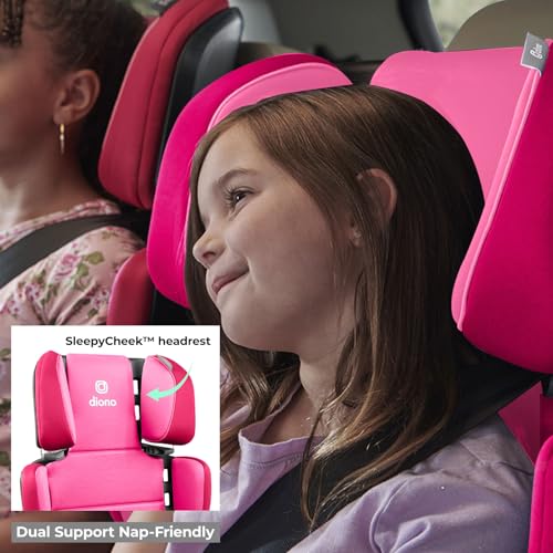 Diono Connect3 RXT 2-in-1 High Back Booster, Slim Fit 3-Across in Many Mid-Sized Sedans and SUVs, for Children from 40-120 lbs., Lightweight with Latch, Pink Cotton Candy - Image 5