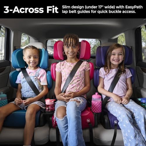 Diono Connect3 RXT 2-in-1 High Back Booster, Slim Fit 3-Across in Many Mid-Sized Sedans and SUVs, for Children from 40-120 lbs., Lightweight with Latch, Pink Cotton Candy - Image 2