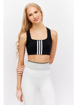 Adidas Women Brand Logo Padded Training Sports Bra, Black/White  - Image 1