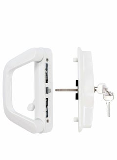 Y&D Sliding Patio Door Handle Set Replace Old or Damaged Handles Quickly And Easily White Diecast Mortise Style with Keyed Fits 4-15/16”Hole Spacing  - Image 1
