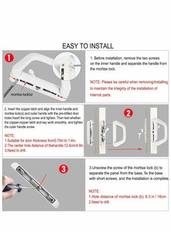 Y&D Sliding Patio Door Handle Set Replace Old or Damaged Handles Quickly And Easily White Diecast Mortise Style with Keyed Fits 4-15/16”Hole Spacing  - Image 3