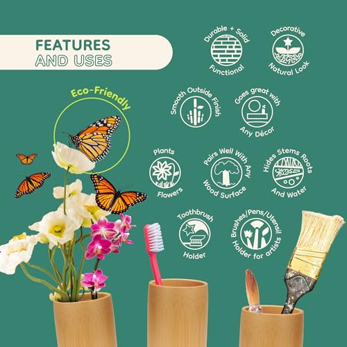 BambooMN Bamboo Flower Vase/Holder - Carbonized Brown - 9.8" - 1 Unit - Image 2
