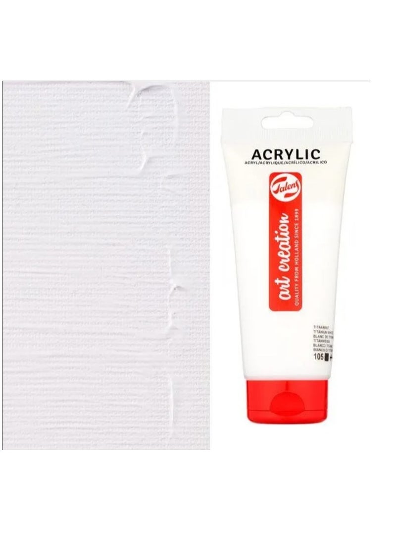 تالينز Talens Art Creation Acrylic Colour Tube 200 ml - TITANIUM WHITE - No:105 - Image 2