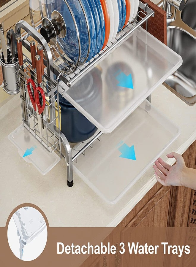 kesig® Dish Drying Rack,Stainless Steel 2 Tier Dish Rack with Drain Board, Utensil Holder, Cutting Board Holder, Rustproof Dish Drainer for Kitchen Countertop - Image 4