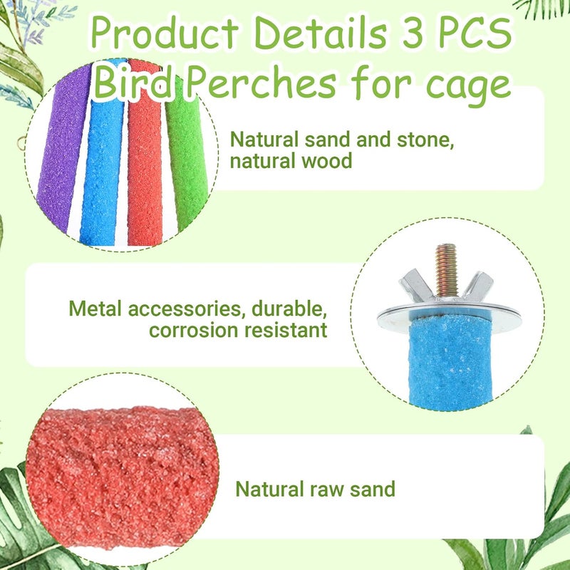 Gtziqa 4 Pcs Parrot Perches, Wood Bird Cage Perch Stand Pet Toy Paw Grinding Stick Bird Platform Cage Accessories for Small Medium Birds Like Budgies Parakeet Cockatiel Conure Lovebird Canary (Color Random) - Image 3