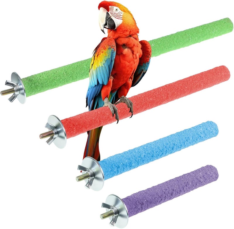 Gtziqa 4 Pcs Parrot Perches, Wood Bird Cage Perch Stand Pet Toy Paw Grinding Stick Bird Platform Cage Accessories for Small Medium Birds Like Budgies Parakeet Cockatiel Conure Lovebird Canary (Color Random) - Image 1