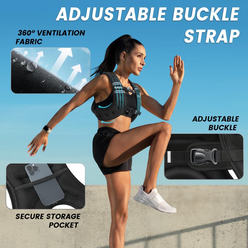 KUKZO Weighted Vest Woman,16 Lb Unisex Reflective Strength Training Weight Vest For Running, Jogging, Cardio & Workouts - Image 2