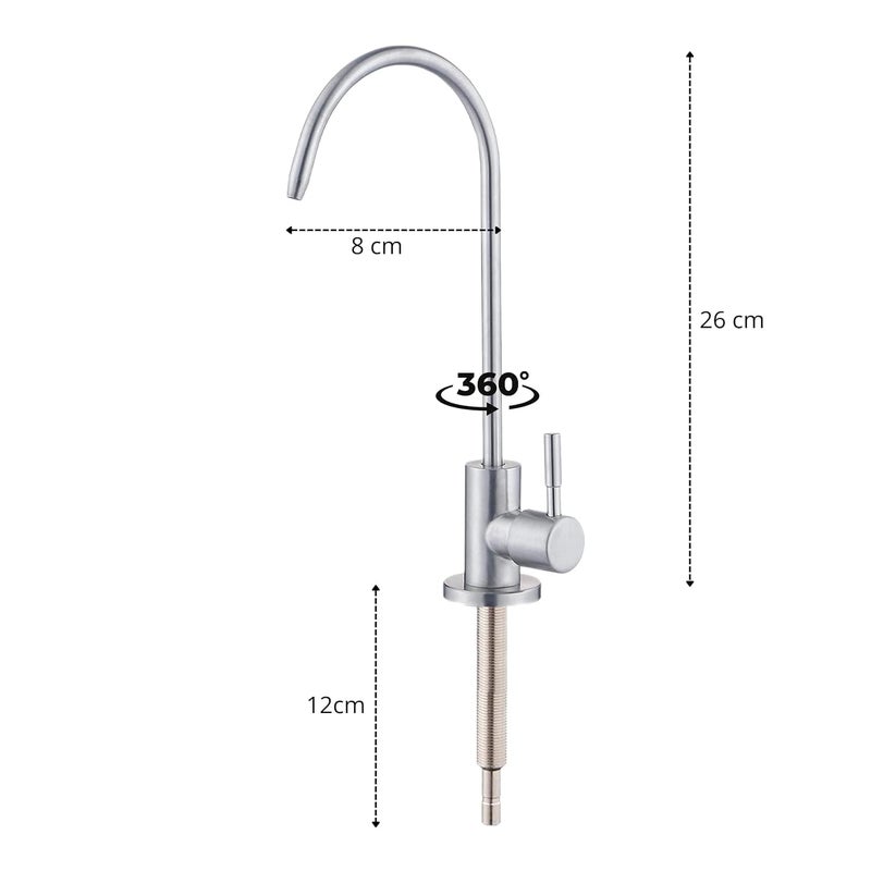 Noir Aqua Ro Faucet tap with 14 RO Pipe for Undersink for All Ro Water purifiers Stainless Steel Kitchen Sink Faucet Tap with Chrome Finish for RO Drinking Water Filter - Image 4