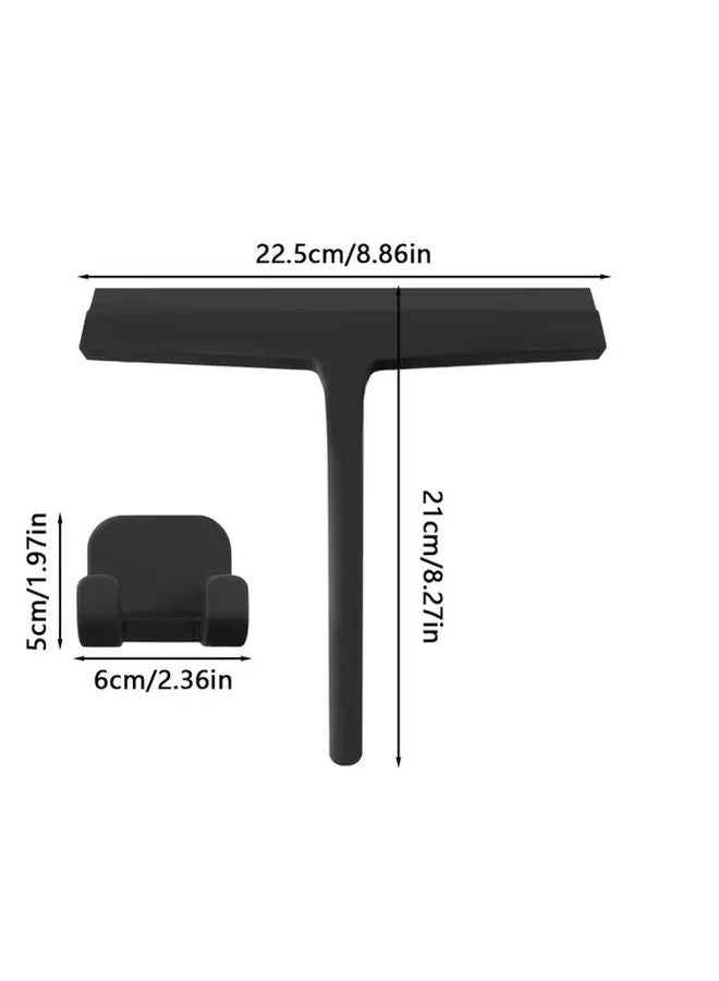 ممسحة سيليكون سوداء للاستحمام للأبواب الزجاجية والنوافذ وتنظيف السيارات - Image 3