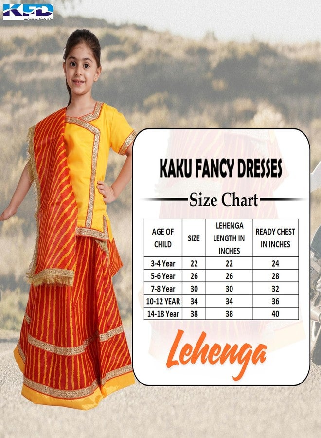 Kaku Fancy Dresses Leheriya Lehenga For Garba Dance Navratri Dance Costume for Girls - Red, 5-6 Years - Image 4