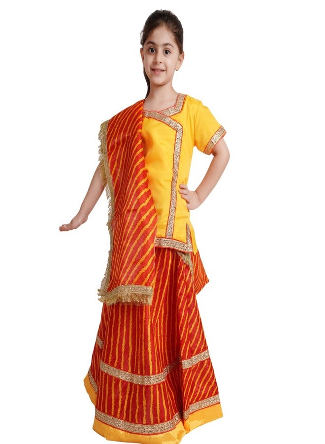 Kaku Fancy Dresses Leheriya Lehenga For Garba Dance Navratri Dance Costume for Girls - Red, 5-6 Years - Image 1