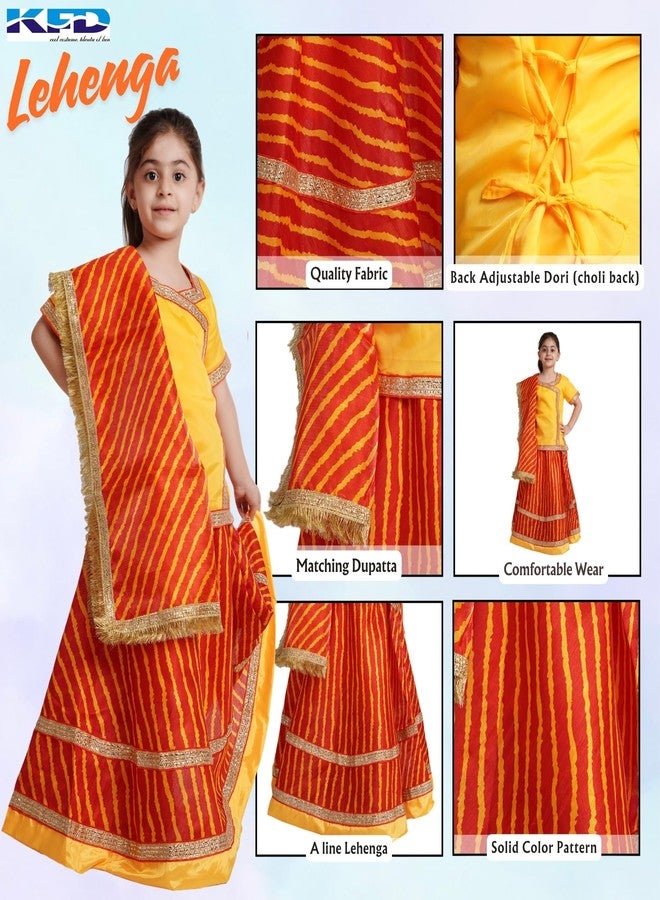 Kaku Fancy Dresses Leheriya Lehenga For Garba Dance Navratri Dance Costume for Girls - Red, 5-6 Years - Image 2