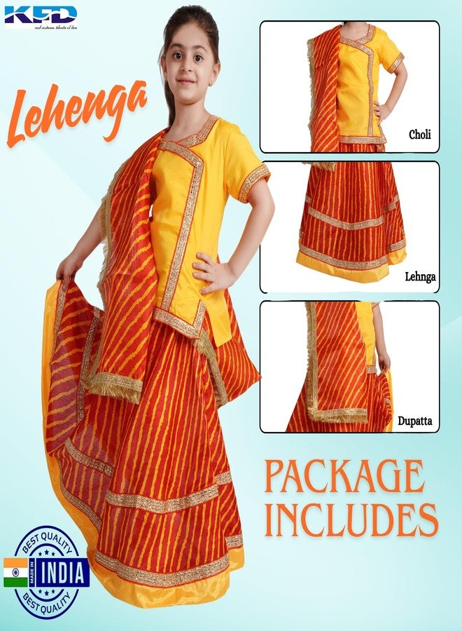 Kaku Fancy Dresses Leheriya Lehenga For Garba Dance Navratri Dance Costume for Girls - Red, 5-6 Years - Image 3