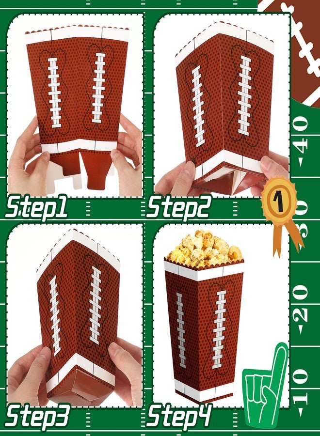 MotiMind 24 Pcs Football Party Supplies Kit Football Popcorn Boxes Football Party Popcorn Boxes Football Party Popcorn Buckets Football Party Decorations Set for Sport Party Favor - Image 3