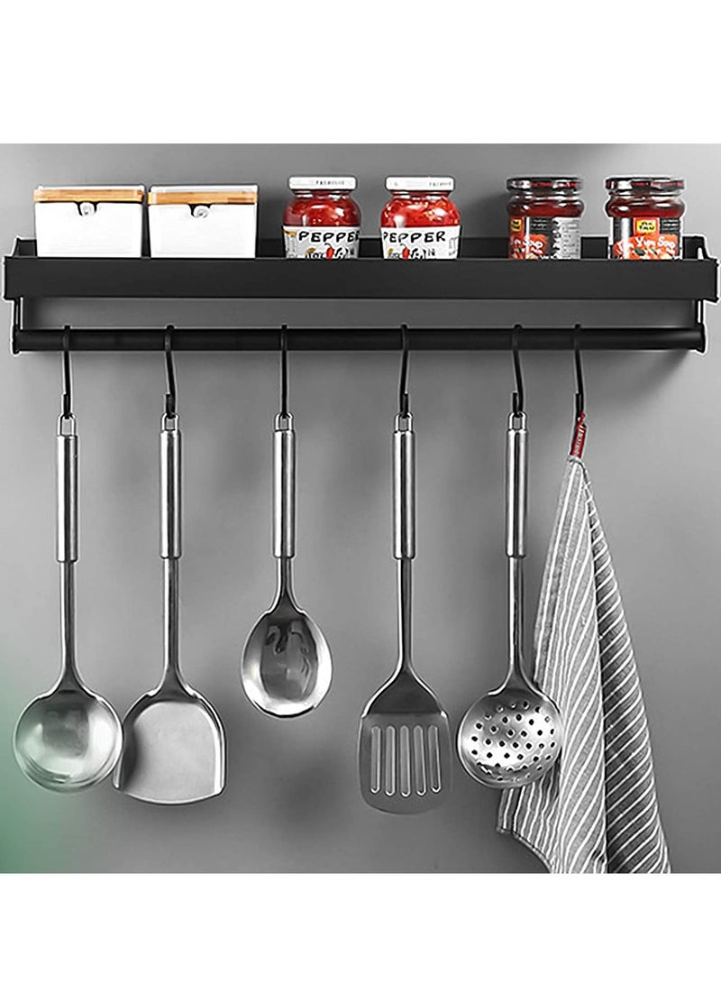 DubaiGallery منظم مطبخ تخزين رفوف توابل مثبتة على الحائط أرفف ألمنيوم شماعات ملعقة أدوات مطبخ ملحقات لوازم - Image 1
