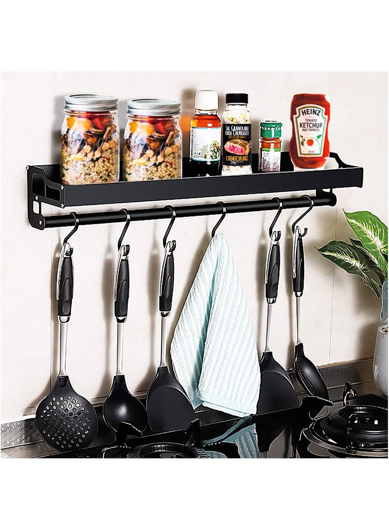 DubaiGallery منظم مطبخ تخزين رفوف توابل مثبتة على الحائط أرفف ألمنيوم شماعات ملعقة أدوات مطبخ ملحقات لوازم - Image 2