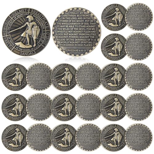 Nosiny 40 Pcs Put on The Whole Armor of God Coins Bulk Christian Challenge Coins Metal Commemorative Prayer Gifts for Men Collectors Religious Church Party Military SouvenirStylish - Image 1
