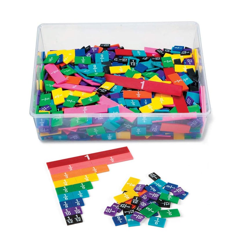 hand2mind Plastic Rainbow Fraction Tiles, Montessori Math Materials, Fraction Manipulatives, Unit Fraction, Fraction Bars Math Manipulatives, Fraction Games, Homeschool Supplies (15 Sets of 51 Pieces) - Image 1