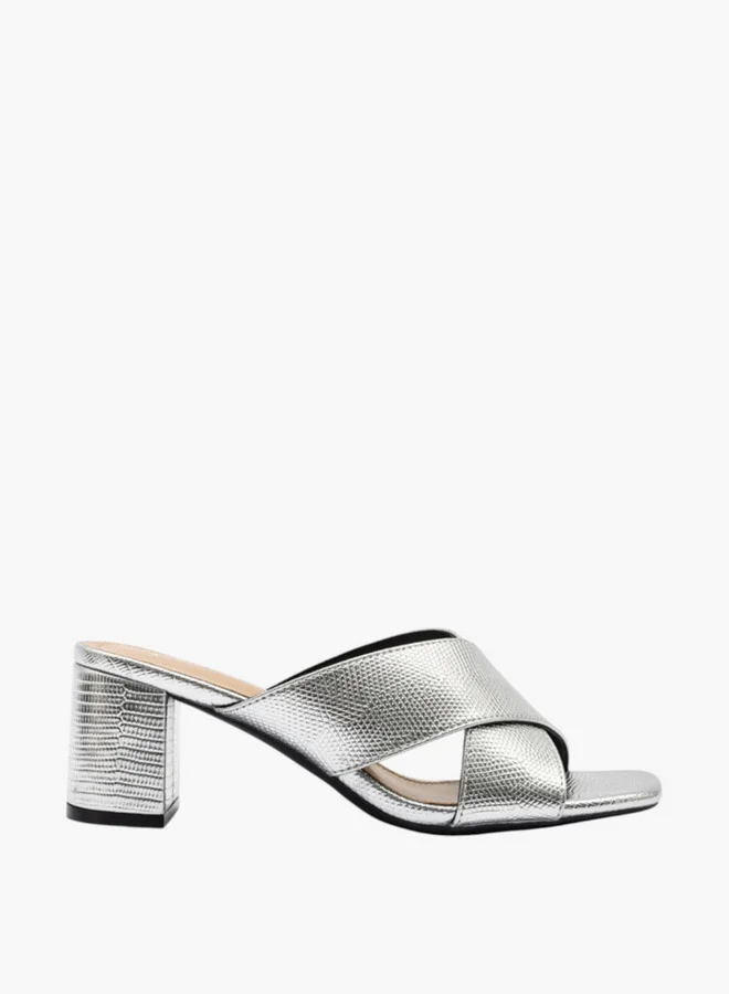 Celeste Women's Textured Cross-Strap Slip-On Sandals with Block Heels
