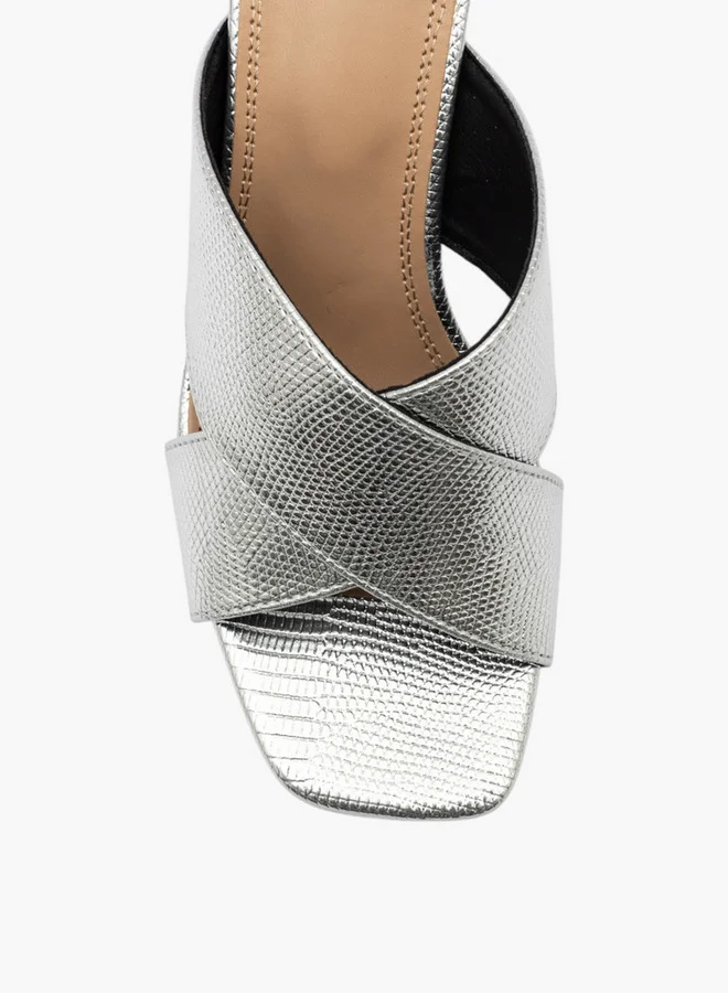 Celeste Women's Textured Cross-Strap Slip-On Sandals with Block Heels