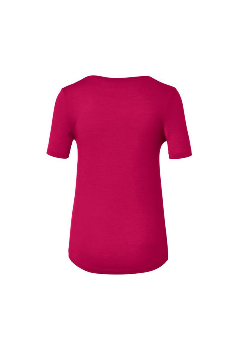 Tchibo Women Round Neck Short Sleeve Plain Top, Burgundy  - Image 3