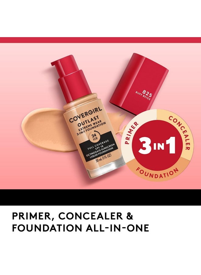 CoverGirl - Outlast Extreme Wear 3 In 1 Full Coverage Liquid Foundation Spf 18 Sunscreen Creamy Natural 1 Fl. Oz. - Image 1