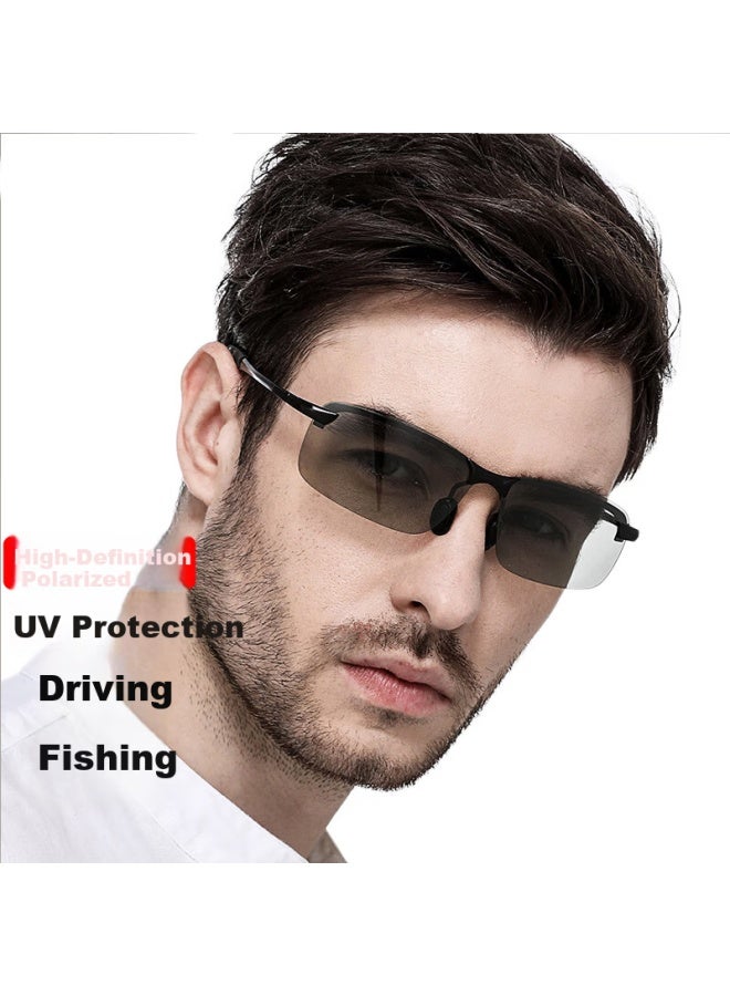 Lovedru Lafudrue Men's Photochromic Sungl Driver Polarized Uv400 Fishing Anti-glare Sun Protection Eyewear Light Gray To Dark Gray 2405b - Image 1