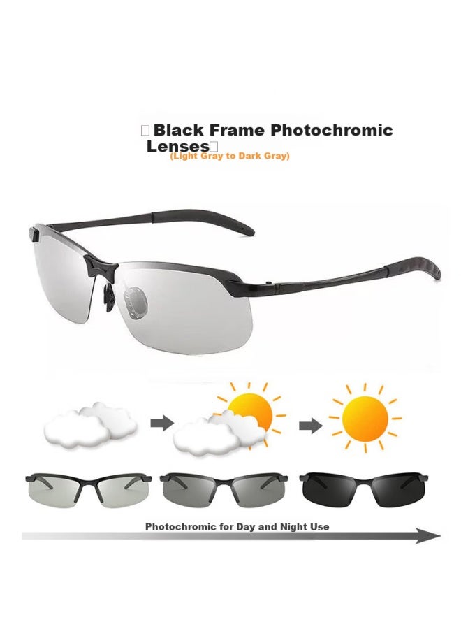 Lovedru Lafudrue Men's Photochromic Sungl Driver Polarized Uv400 Fishing Anti-glare Sun Protection Eyewear Light Gray To Dark Gray 2405b - Image 3