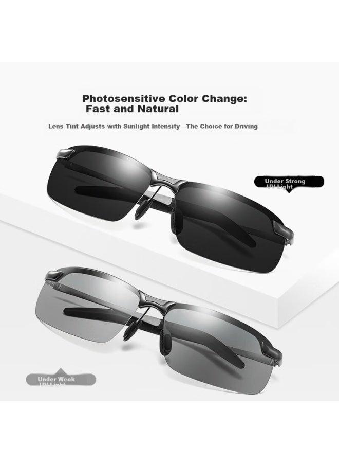 Lovedru Lafudrue Men's Photochromic Sungl Driver Polarized Uv400 Fishing Anti-glare Sun Protection Eyewear Light Gray To Dark Gray 2405b - Image 2