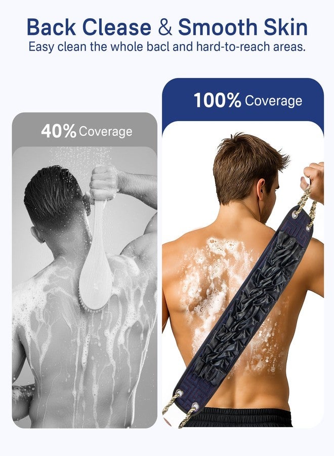 Yiclick Back Scrubber for Shower, Exfoliating Washcloth Towel with Handle, Body Scrubber Exfoliator, Bath Sponge Loofah Luffa, Back Washer Wash Cloth for Men Women, Korean Exfoliate Body Scrub - Image 3