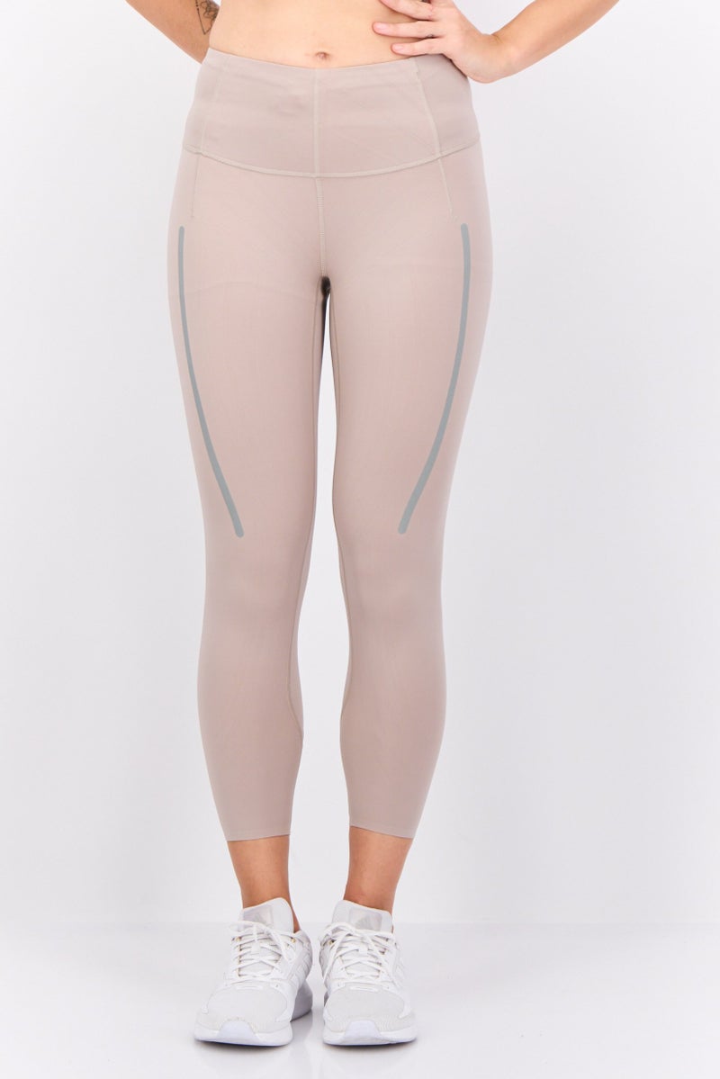 Adidas Women Sportswear Fit Pull-On Running Leggings, Beige - Image 1