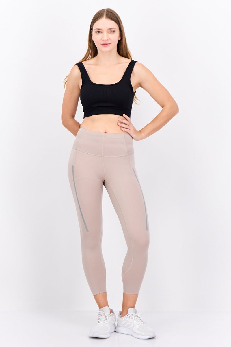 Adidas سراويل رياضية نسائية ضيقة للركض، بيج - Image 2