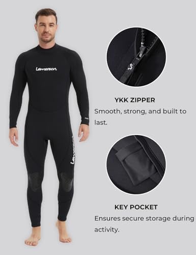 Lemorecn Mens Wetsuits Jumpsuit Neoprene 3/2mm Full Body Diving Suit (3031blackXL) - Image 3
