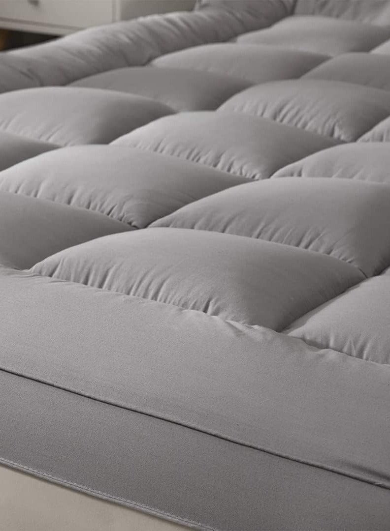 COMFY COTTON SOFT FIBER FILLED GREY 180 X 200 CM MATTRESS TOPPER - Image 2