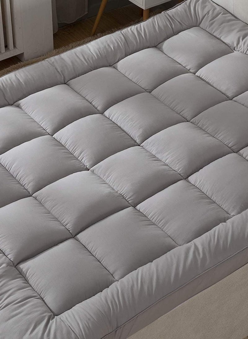COMFY COTTON SOFT FIBER FILLED GREY 180 X 200 CM MATTRESS TOPPER - Image 3