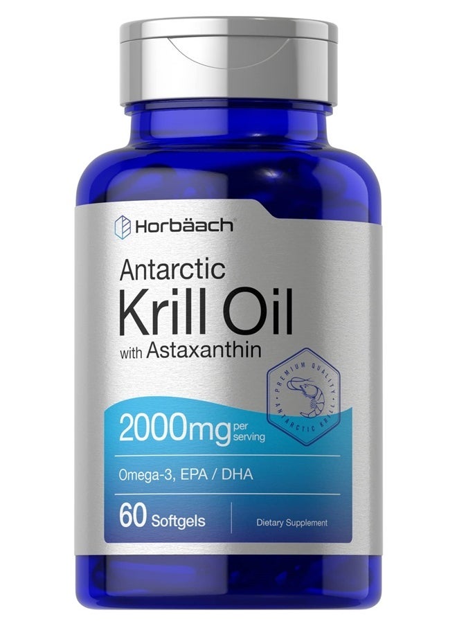 Horbaach Horbaach Antarctic Krill Oil 2000mg | 60 Softgel Capsules | Omega-3, EPA, DHA Supplement | with Astaxanthin | Non-GMO, Gluten Free  - Image 1